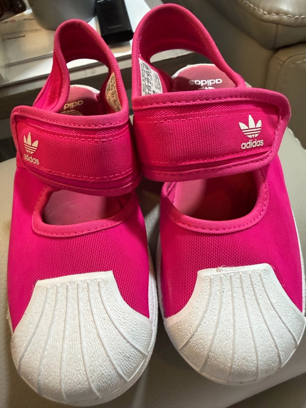 adidas Hot Pink Mary Jane Water Shoes/Sandals with White Shell-front size 10K